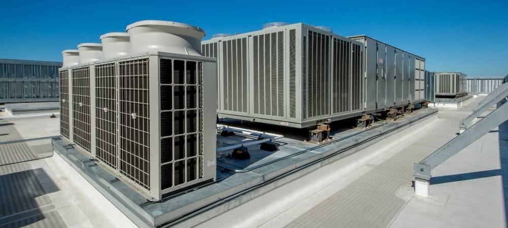 HVAC System is shown on the rooftop of a building.
